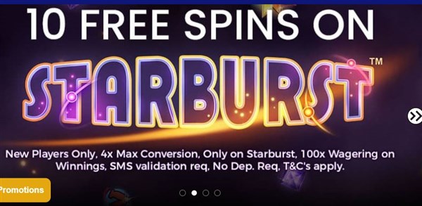 25 Free Spins Starburst No Deposit